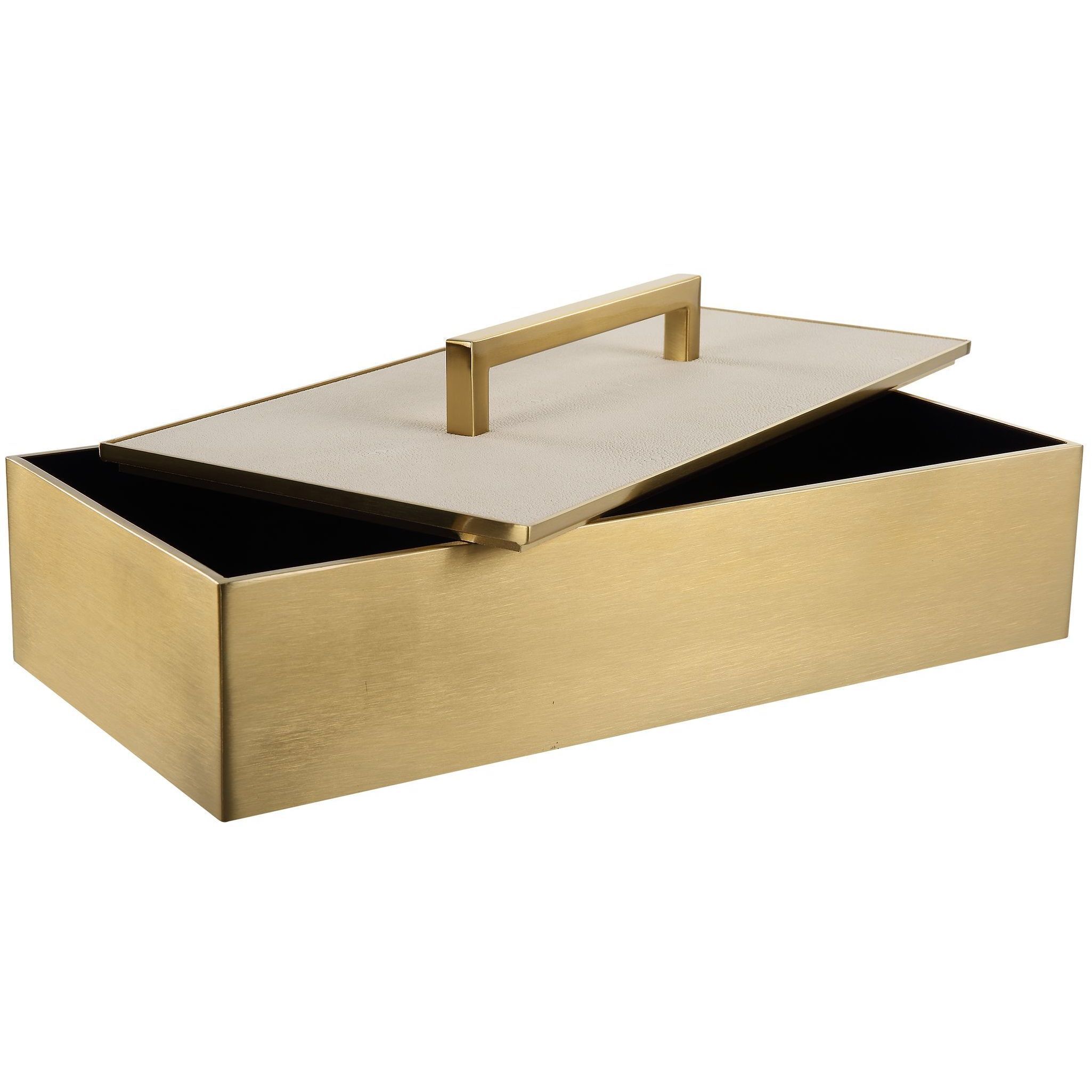 Wessex 14 inch Classic Brass and White Faux Shagreen Box
