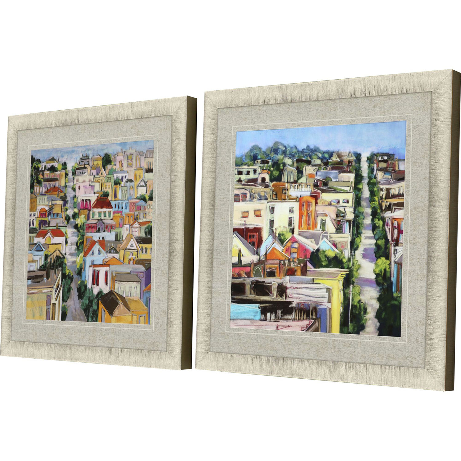 Architectural Multi and Blue and Green and Turquoise Framed Art