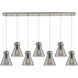 Newton Cone 7 Light 51.75 inch Brushed Satin Nickel Linear Pendant Ceiling Light in Light Smoke Glass