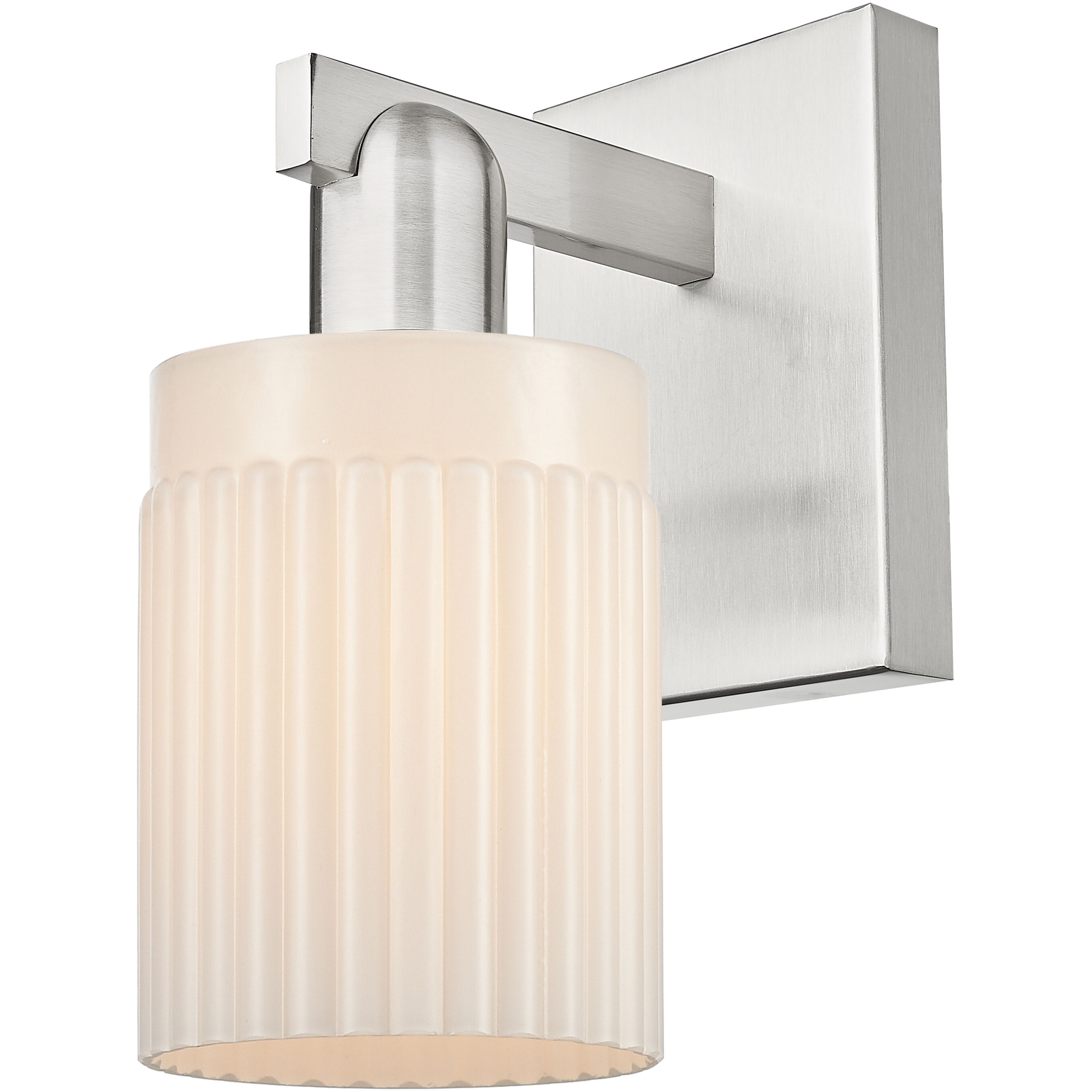 Arcadia Hadley Armed Sconce Wall Light in Brushed Satin Nickel, Matte White
