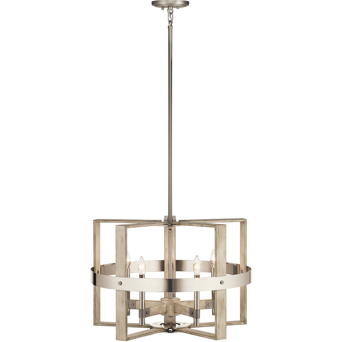 Peyton 5 Light 26 inch White Washed Wood Chandelier 1 Tier Medium Ceiling Light, Medium