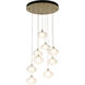 Ume 9 Light 20.5 inch Modern Brass Pendant Ceiling Light in Frosted, Round