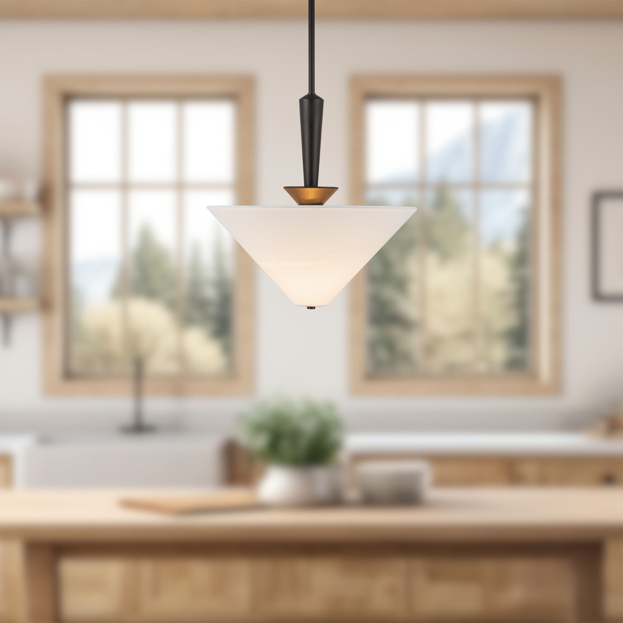 Alora Mood Bridgette Pendant Ceiling Light in Matte Black, White Linen Shade