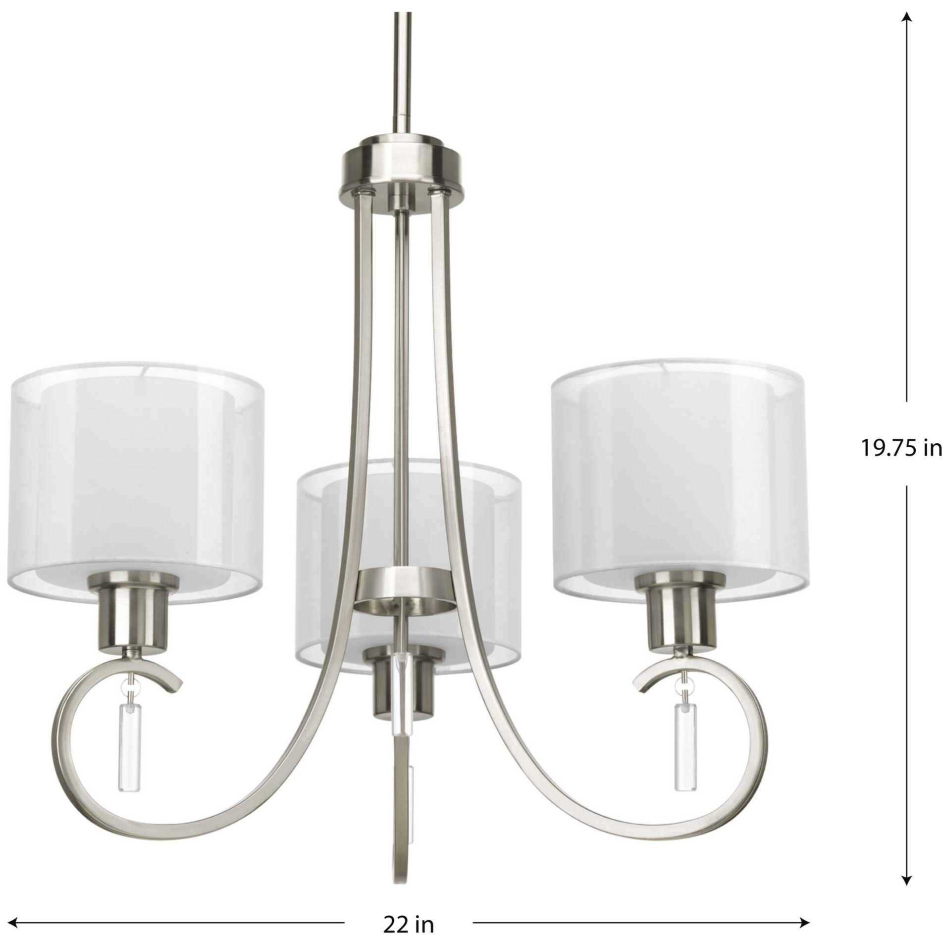 Gladden Pl 3 Light 22 inch Brushed Nickel Chandelier Ceiling Light