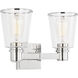 C&M by Chapman & Myers Alessa 2 Light 13.63 inch Polished Nickel Bath Vanity Wall Sconce Wall Light