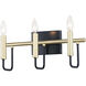 Sullivan 3 Light 16.25 inch Black and Gold Bath Vanity Wall Light