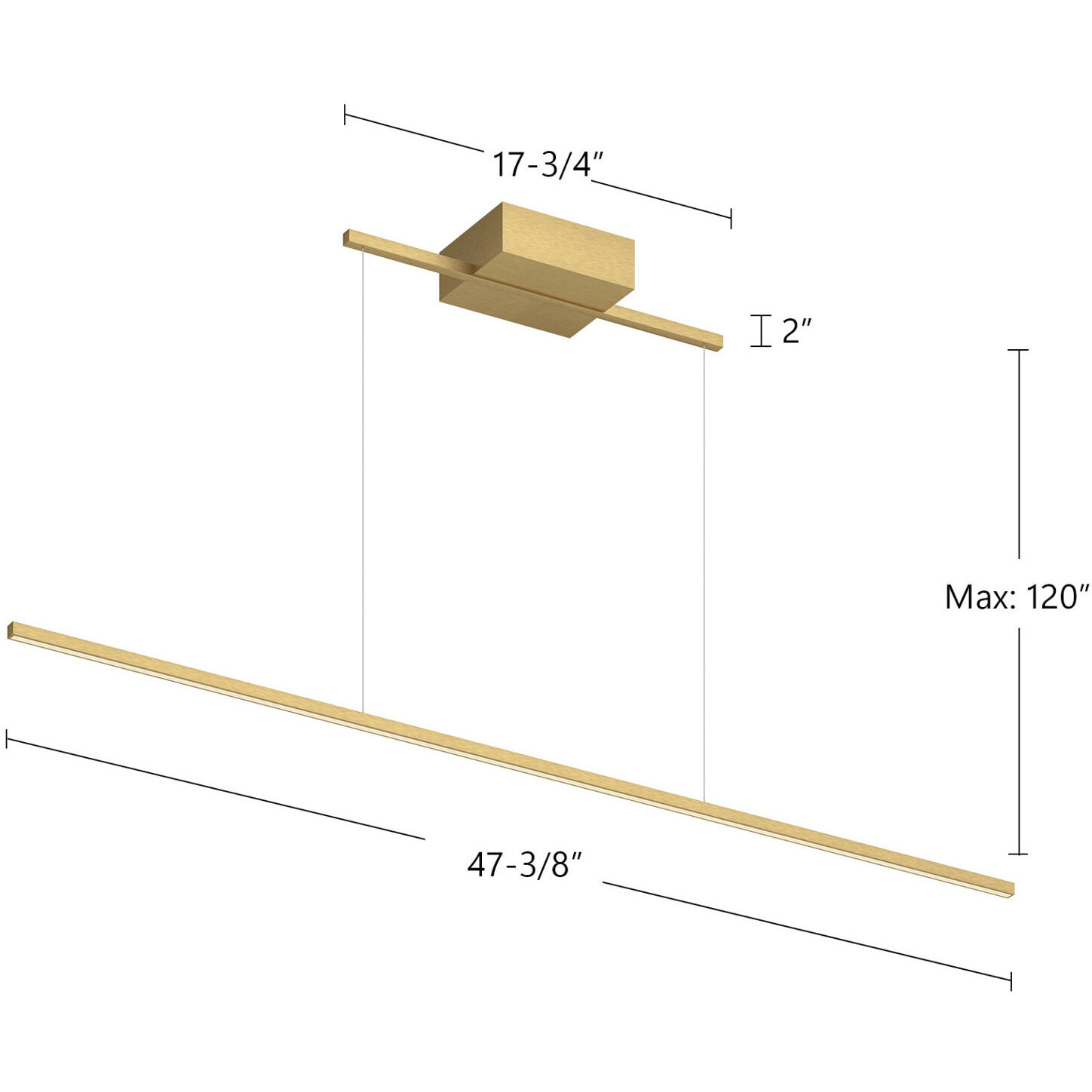 Vega Minor 47.38 inch Brushed Gold Linear Pendant Ceiling Light