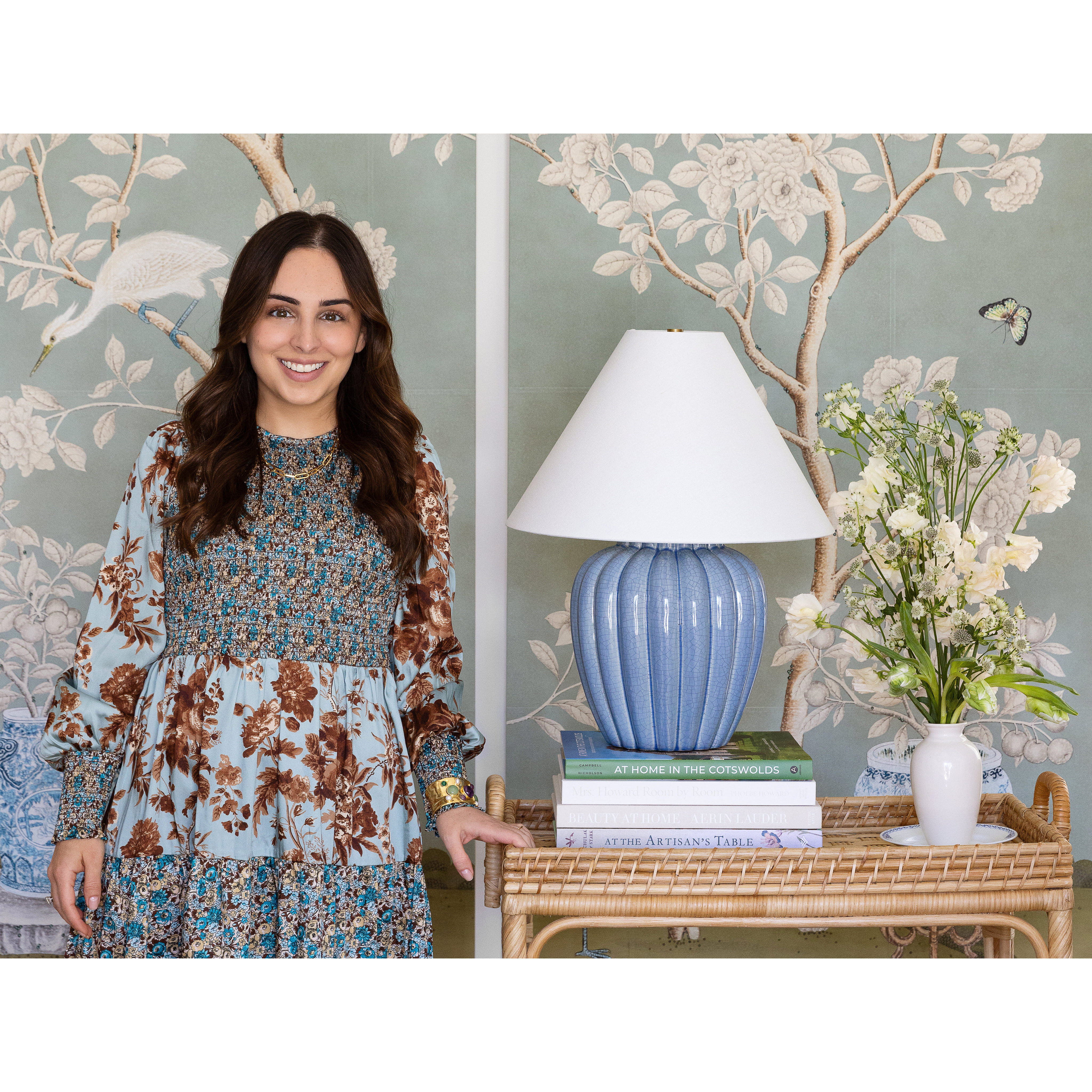 Clarendon 20 inch 60.00 watt Aged Brass and Blue Table Lamp Portable Light