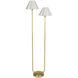 Polly 56 inch 60.00 watt Natural Brass Floor Lamp Portable Light in White Scalloped Shade