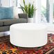 Universal 18 inch Seascape Natural Outdoor Round Ottoman with Slipcover