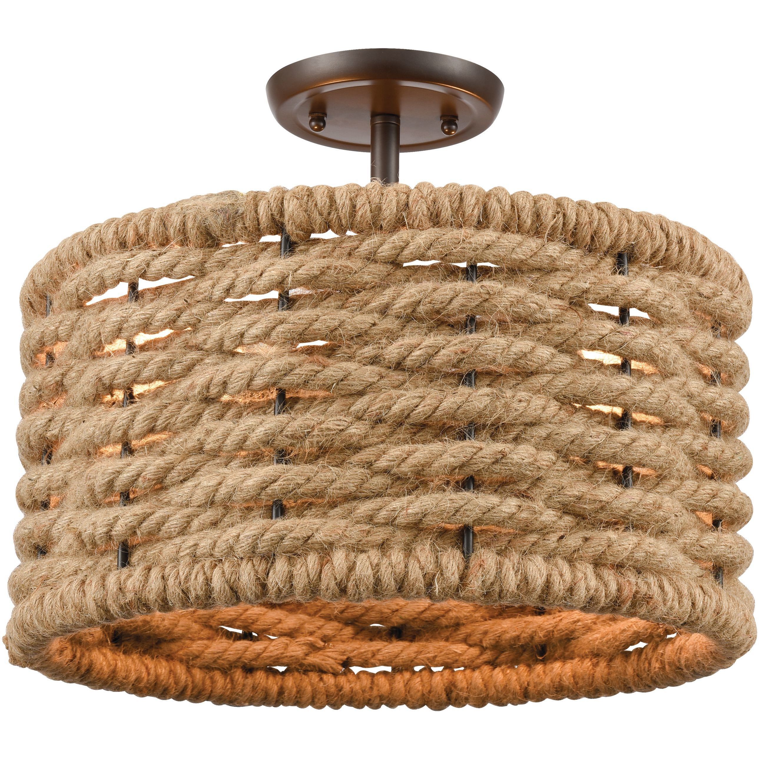 Weaverton 2 Light 15 inch Oil Rubbed Bronze Semi Flush Mount Ceiling Light