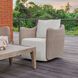 Sunset Oatmeal Wicker and Oyster White Fabric Outdoor Swivel Lounge Chair
