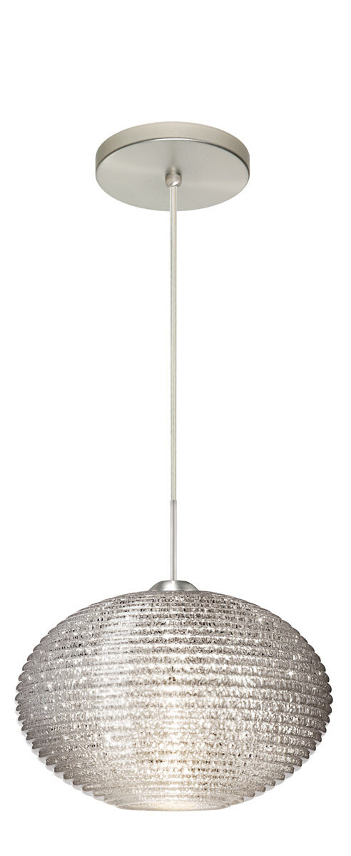 Pape 12 1 Light Satin Nickel Pendant Ceiling Light in Incandescent, Glitter Glass