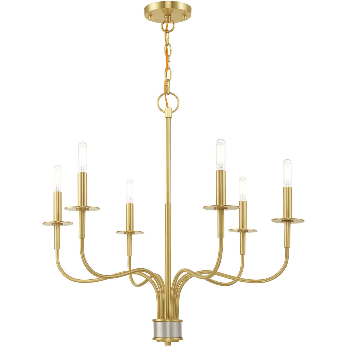 Lisbon 6 Light 26 inch Satin Brass Chandelier Ceiling Light