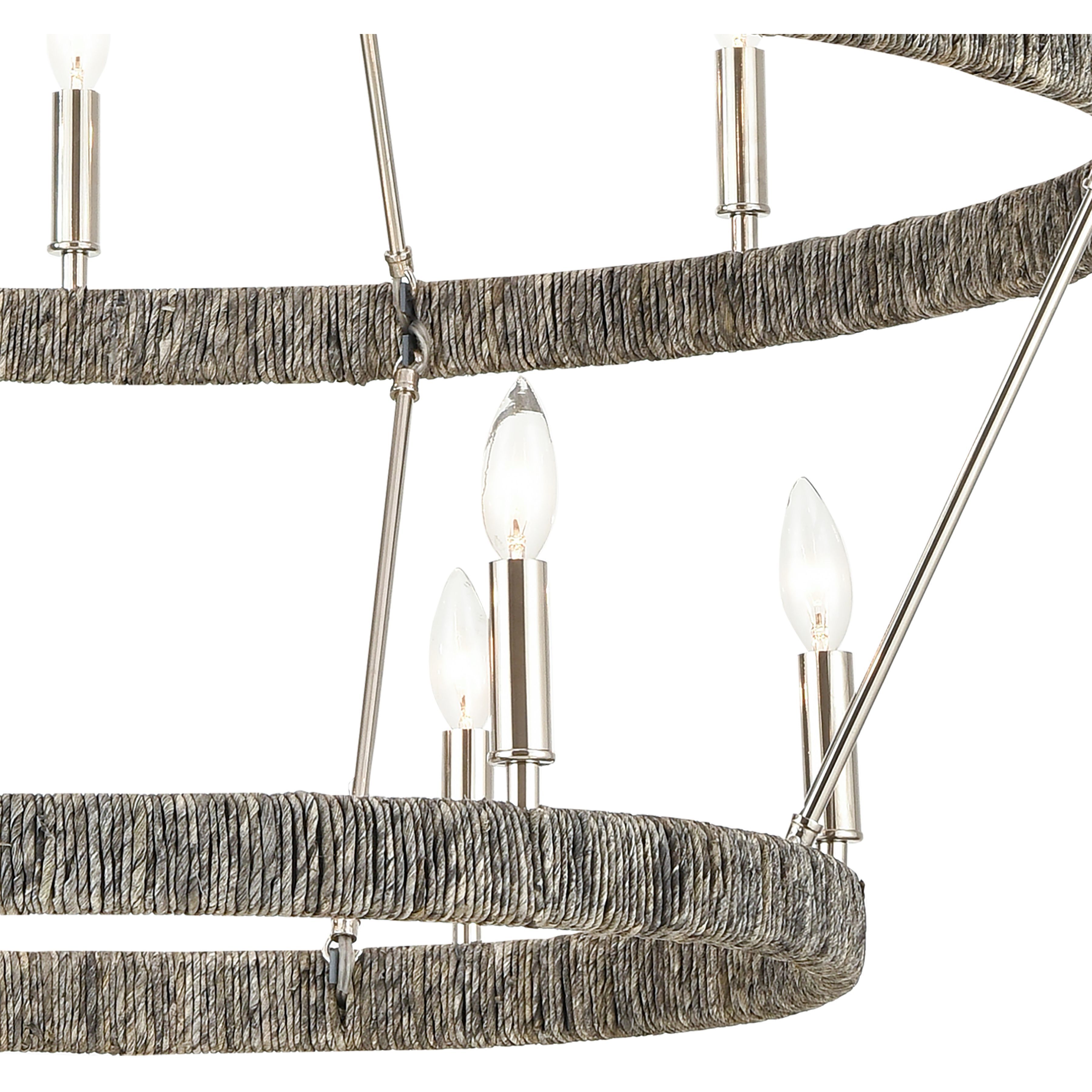 Abaca 14 Light 36 inch Polished Nickel with Gray Chandelier Ceiling Light