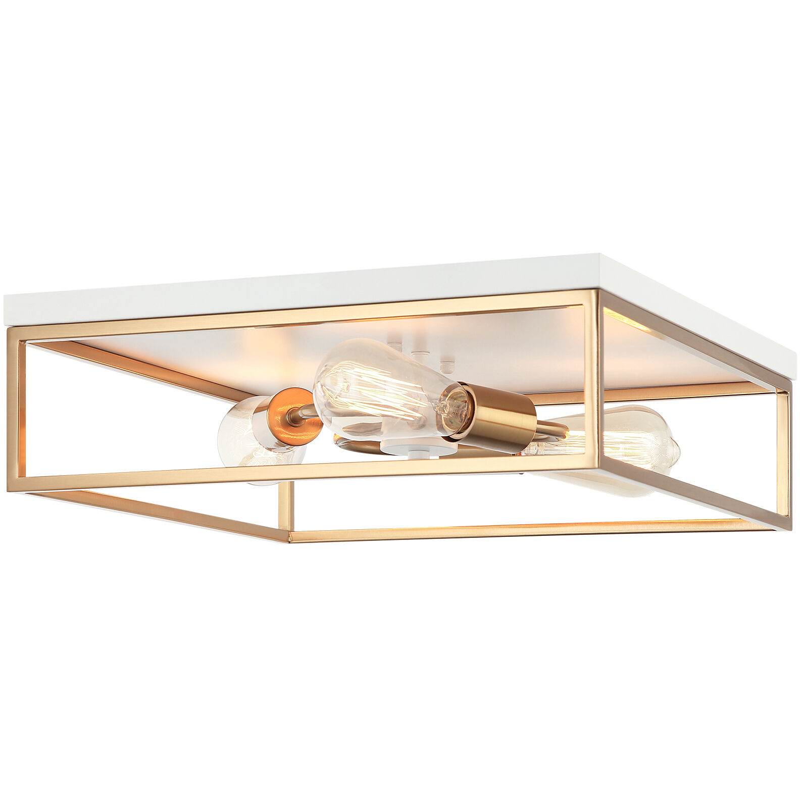 Clarke 3 Light 16 inch White and Aged Gold Brass Flush Mount Ceiling Light