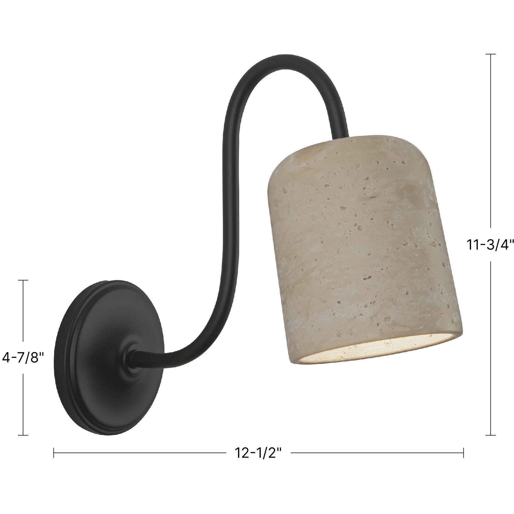 Alora Mood Bromley 1 Light 5 inch Matte Black and Travertine Bath Vanity Light Wall Light