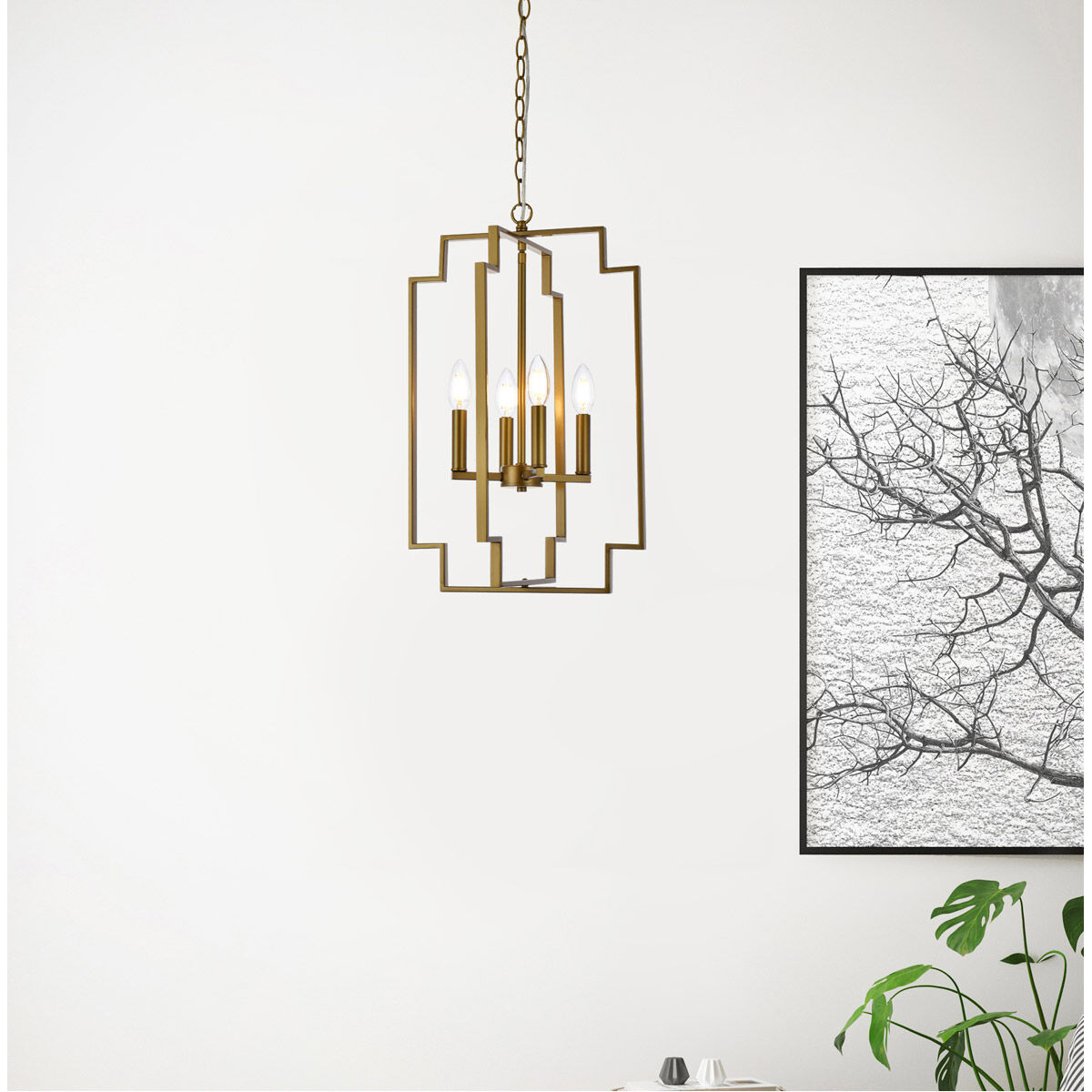 Rosenfeld 4 Light 14 inch Brass Pendant Ceiling Light