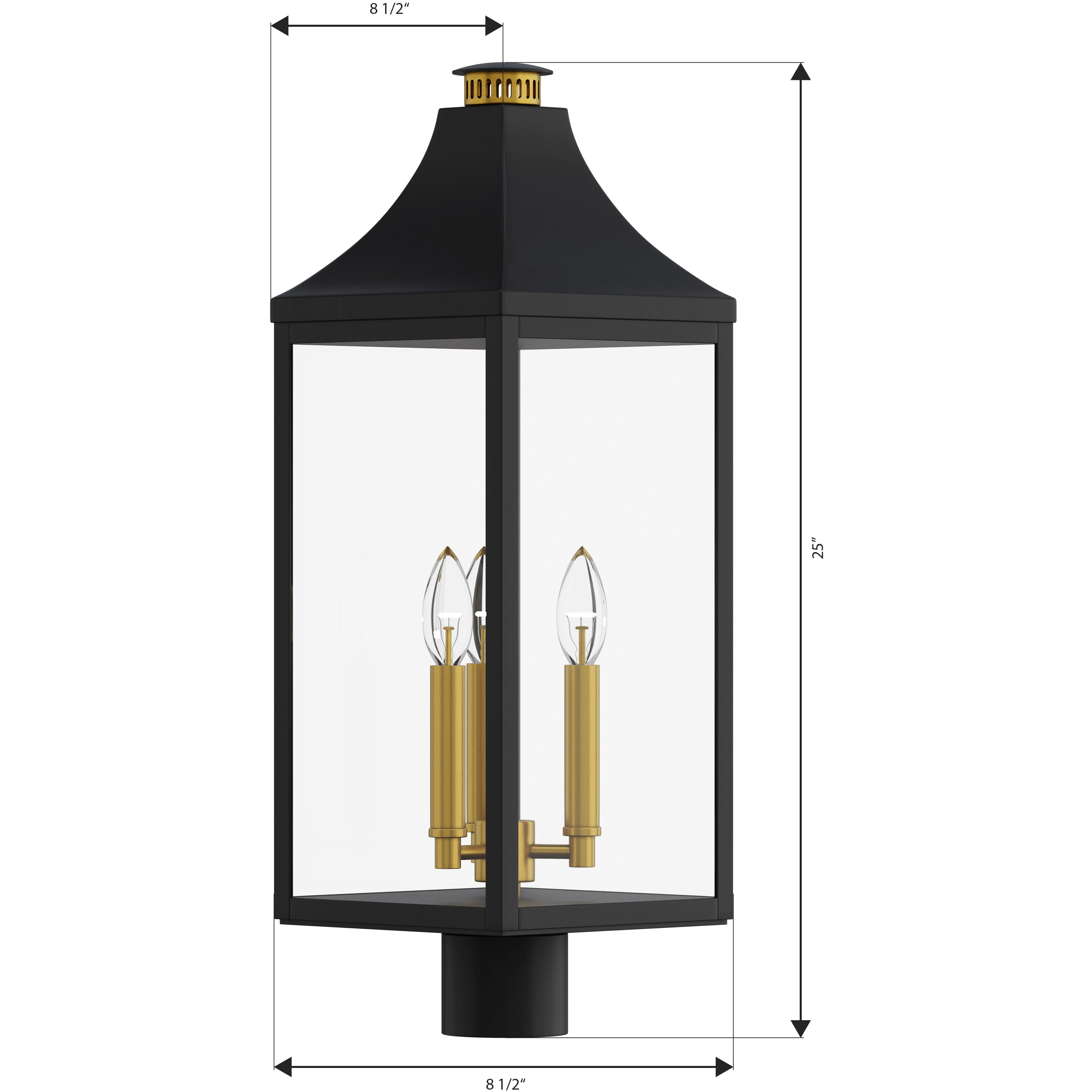 Hurstborne 3 Light 25 inch Dark Matte Black and Painted Legacy Brass Outdoor Post Lantern