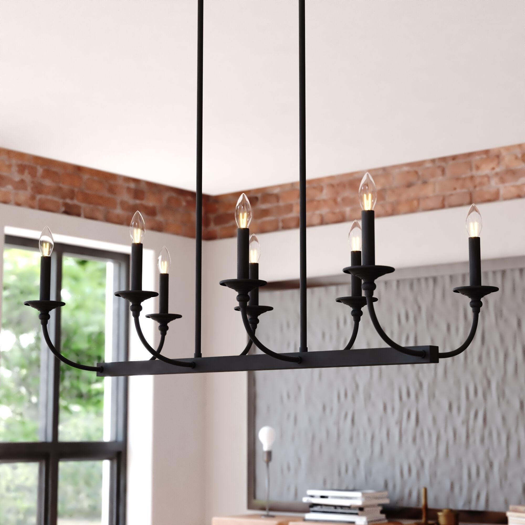 Durham 8 Light 36 inch Matte Black Linear Chandelier Ceiling Light