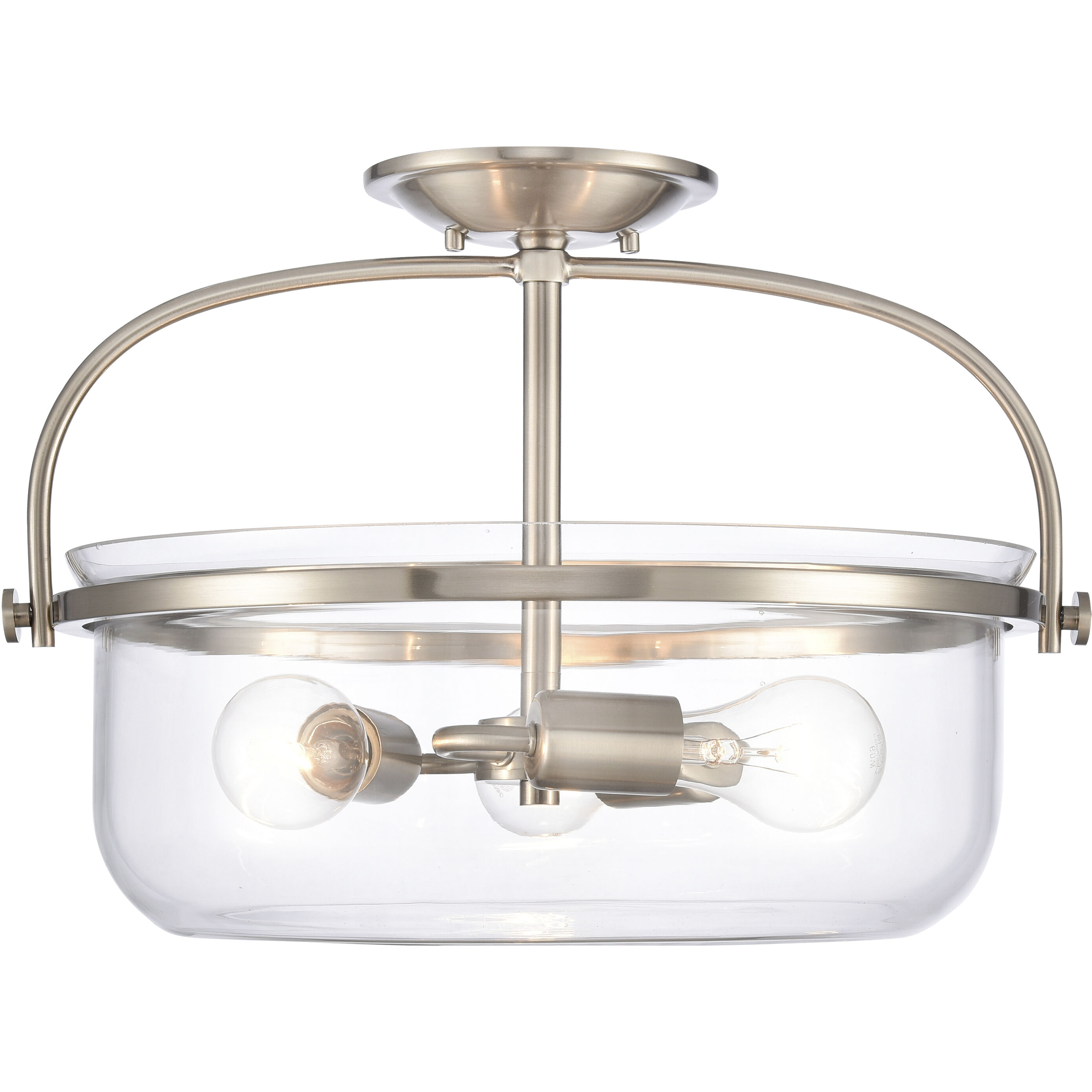 Wentworth 3 Light 17 inch Brushed Nickel Semi Flush Mount Ceiling Light