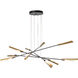 Flight 10 Light 73.2 inch Black/Modern Brass Pendant Ceiling Light