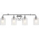 Gunnison 4 Light 34 inch Chrome Wall Mt Bath 4 Arm Wall Light