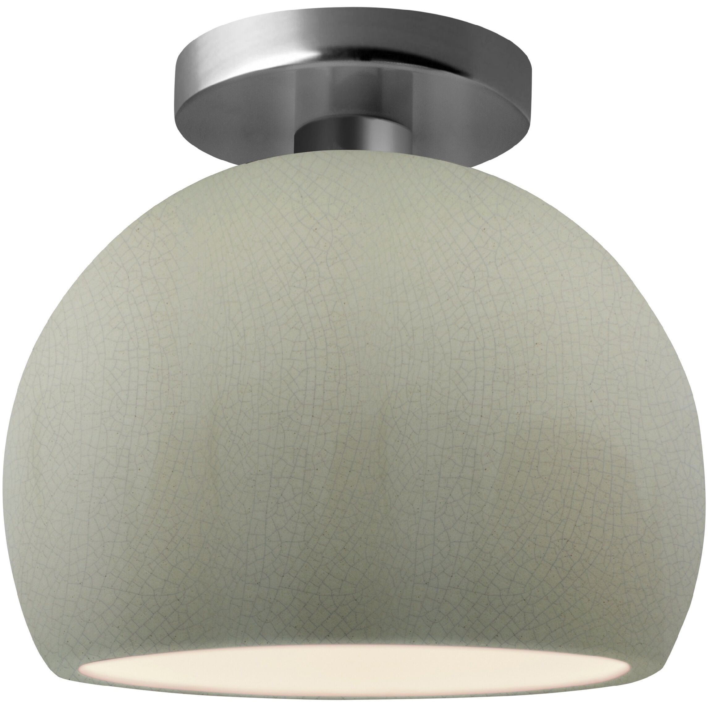 Radiance LED 7 inch Celadon Green Crackle and Brushed Nickel Semi Flush Ceiling Light