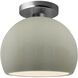 Radiance LED 7 inch Celadon Green Crackle and Brushed Nickel Semi Flush Ceiling Light