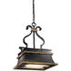 Montparnasse 3 Light 17 inch French Coal with Gold Leaf Pendant Ceiling Light