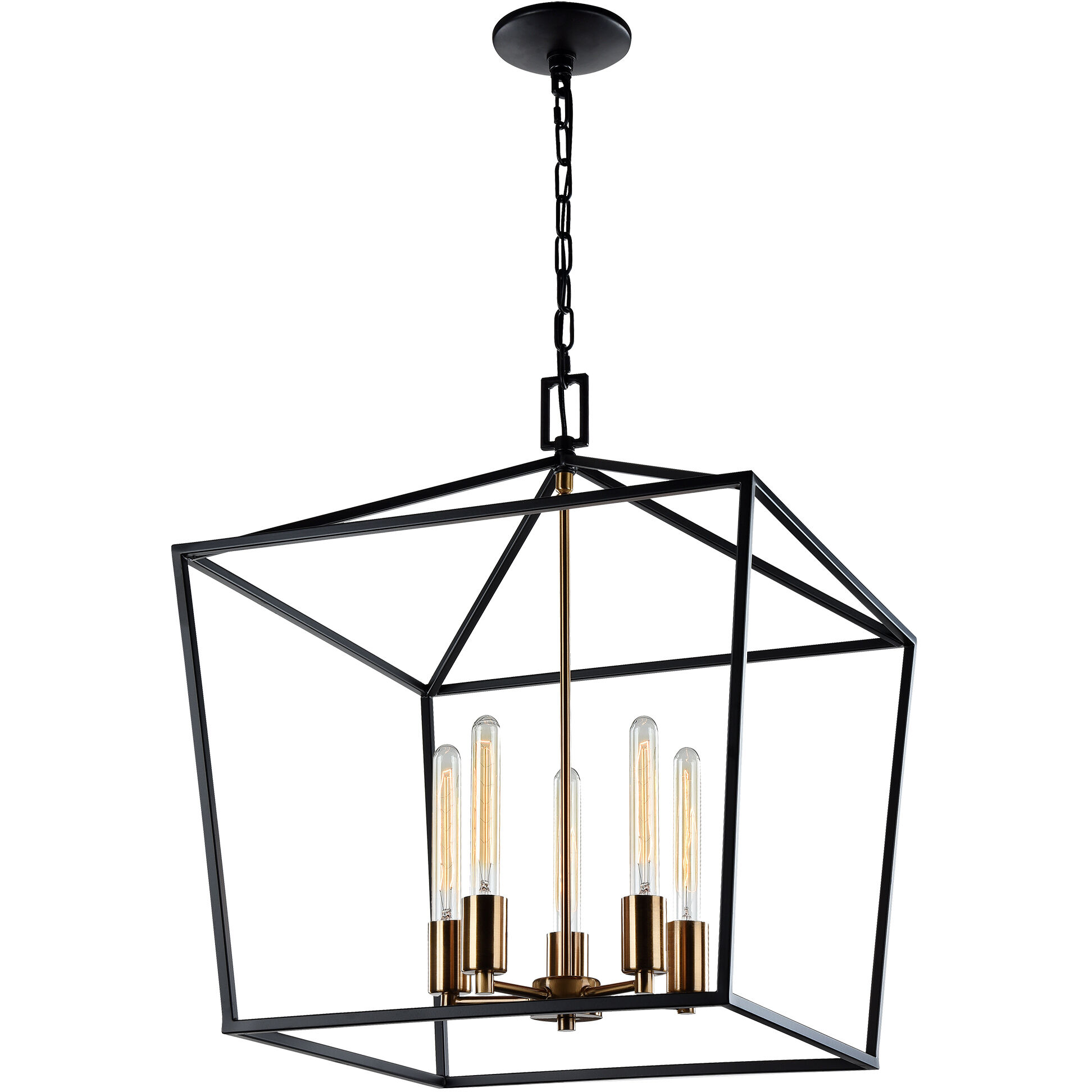 Scatola 5 Light 20 inch Rusty Black and Aged Gold Brass accents Chandelier Ceiling Light