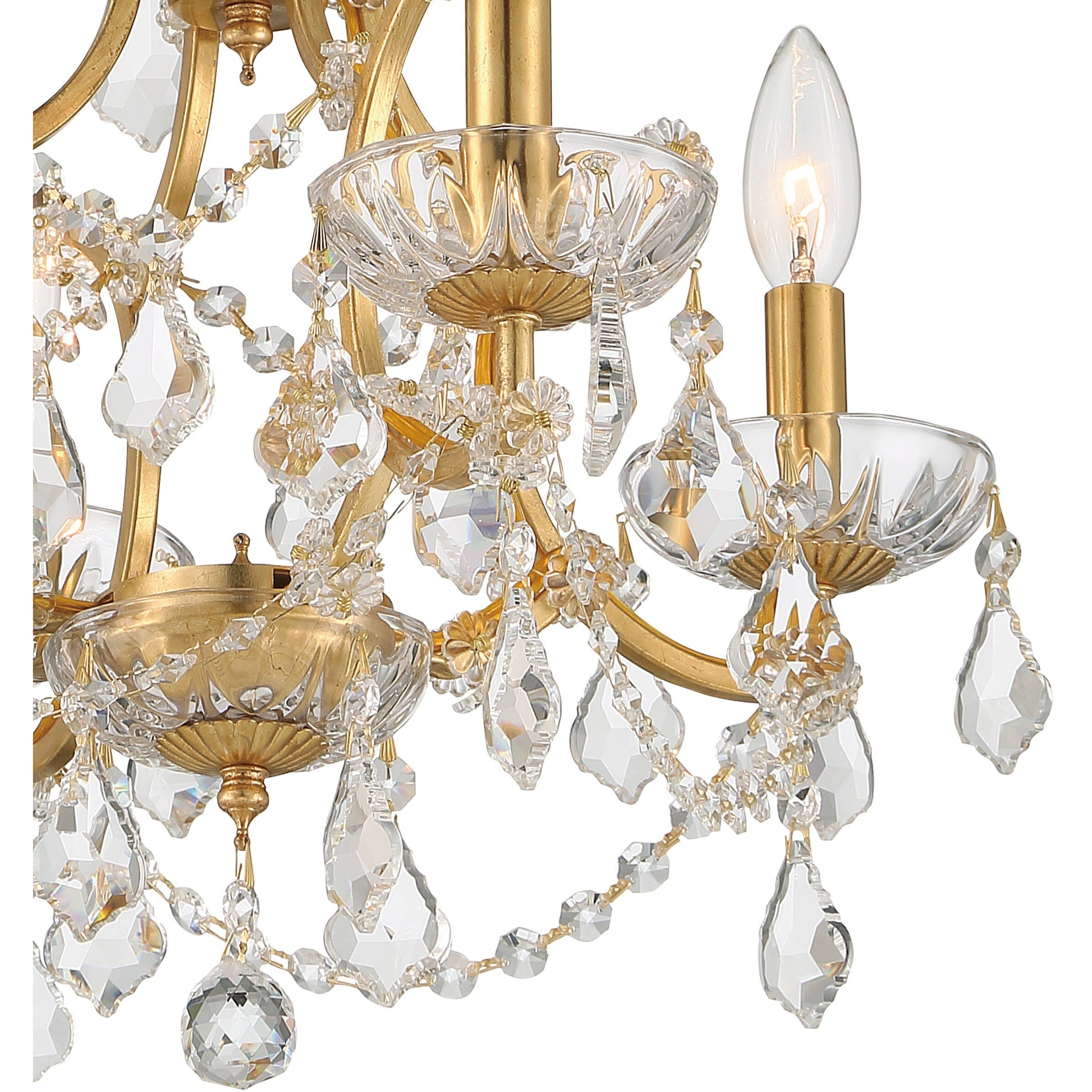 Filmore 4 Light 17.5 inch Antique Gold Mini Chandelier Ceiling Light in Clear Hand Cut