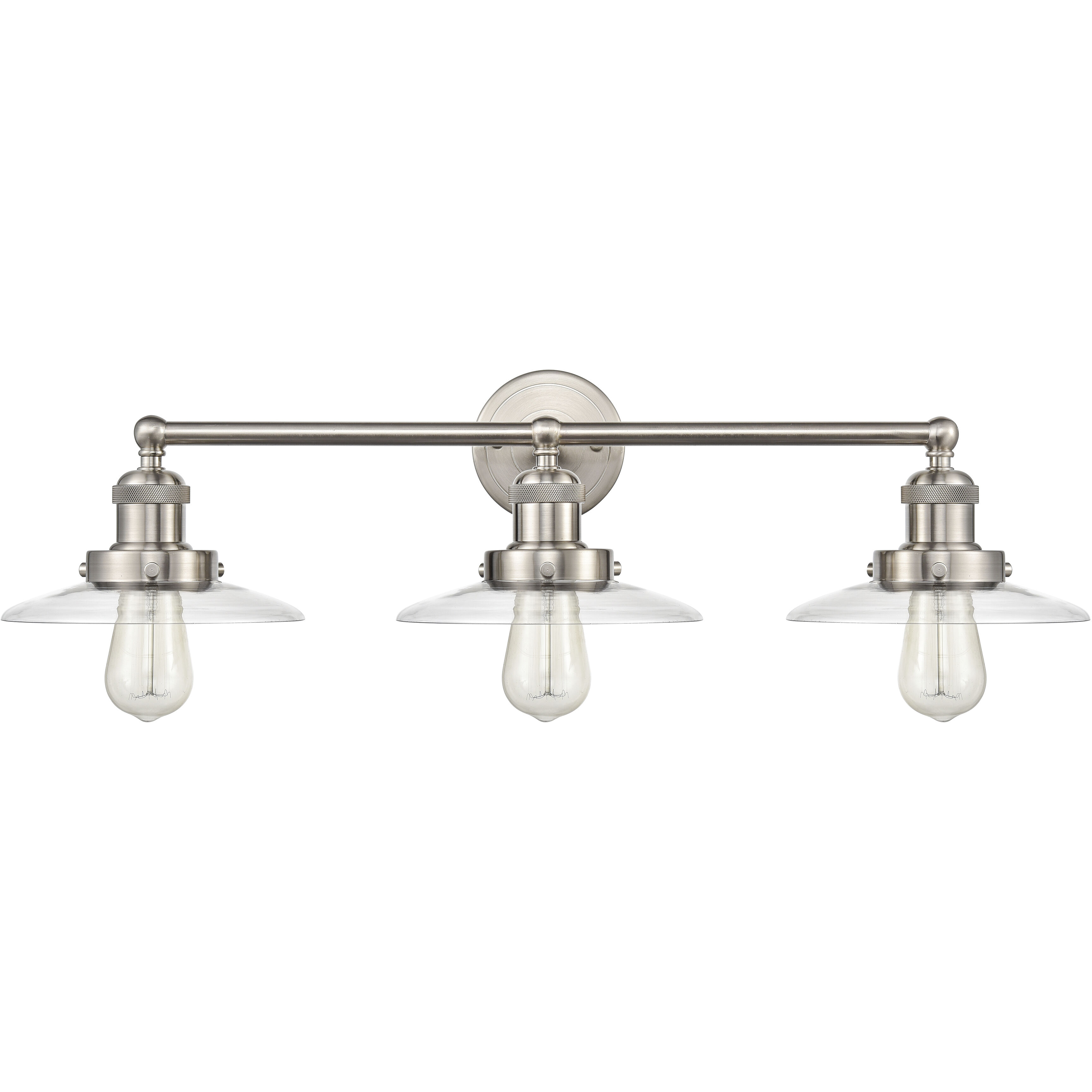 English Pub Vanity Light Wall Light in Satin Nickel, Clear Glass