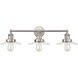 English Pub Vanity Light Wall Light in Satin Nickel, Clear Glass