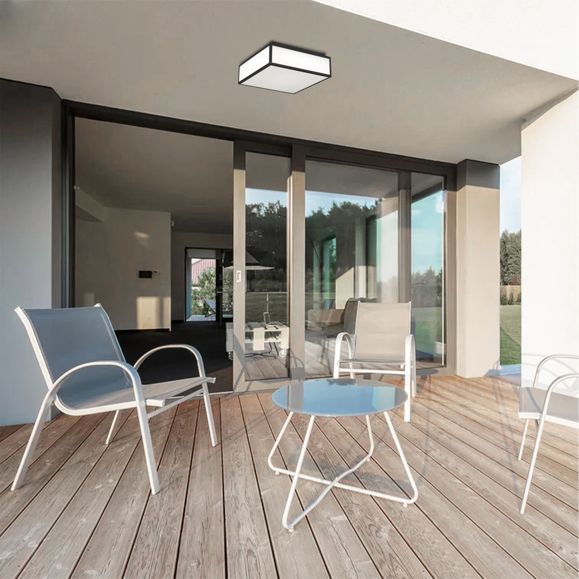 Panel Square LED 14 inch Sand Black Outdoor Flush Mount