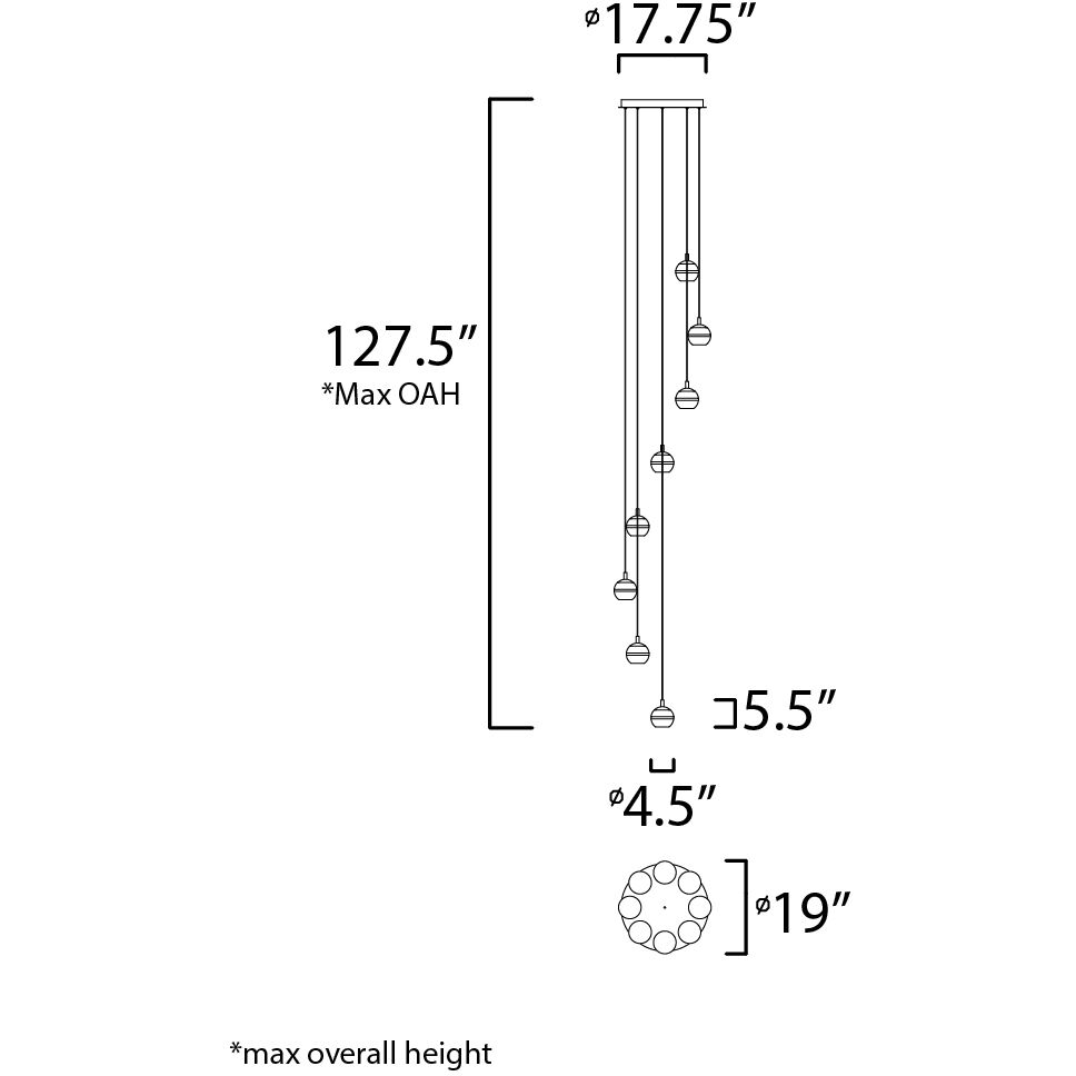 Swank LED 19 inch Polished Chrome Multi-Light Pendant Ceiling Light