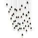 Beyond Martini LED 36 inch Black Multi-Light Pendant Ceiling Light in Optic Haze, Square Canopy