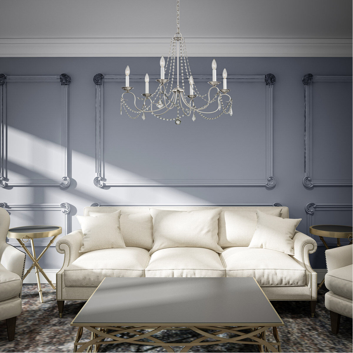 Pennington 6 Light 28 inch Brushed Nickel Chandelier Ceiling Light