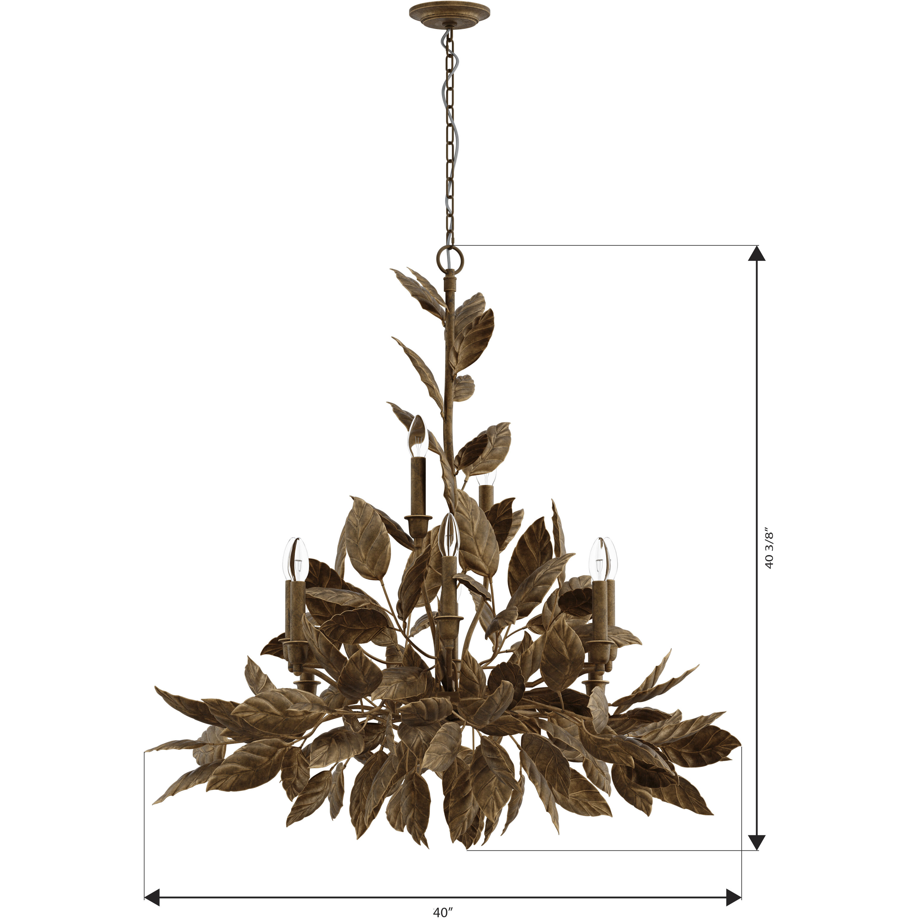 Seraphine 11 Light 40 inch Weathered Gold Chandelier Ceiling Light