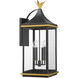 Simpson 4 Light 31.5 inch Matte Black and Textured Gold Outdoor Sconce