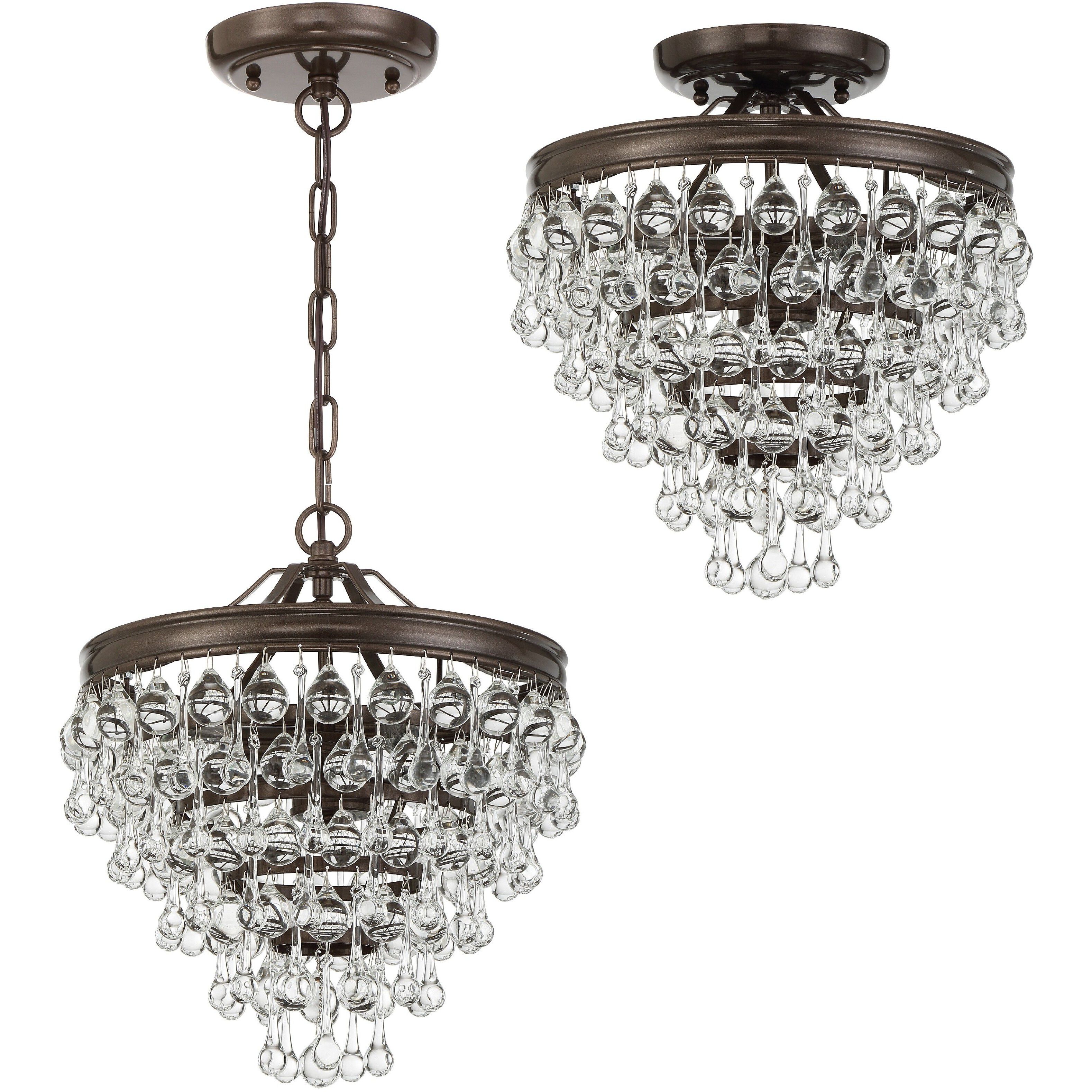 Calypso 3 Light 13 inch Vibrant Bronze Semi Flush Ceiling Light