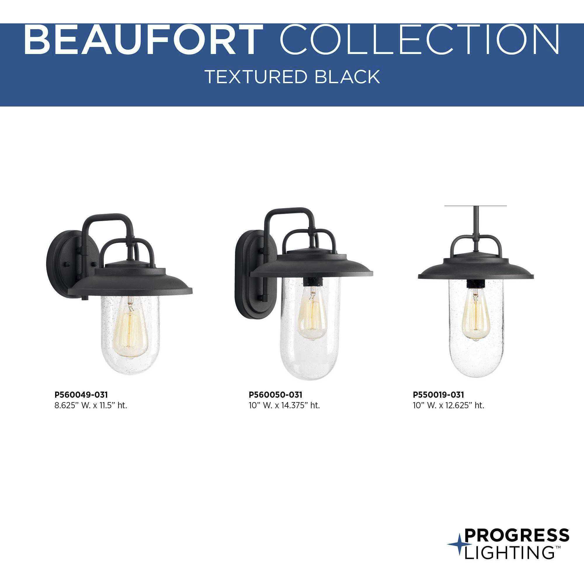 Beaufort 1 Light 14 inch Textured Black Outdoor Wall Lantern, Medium