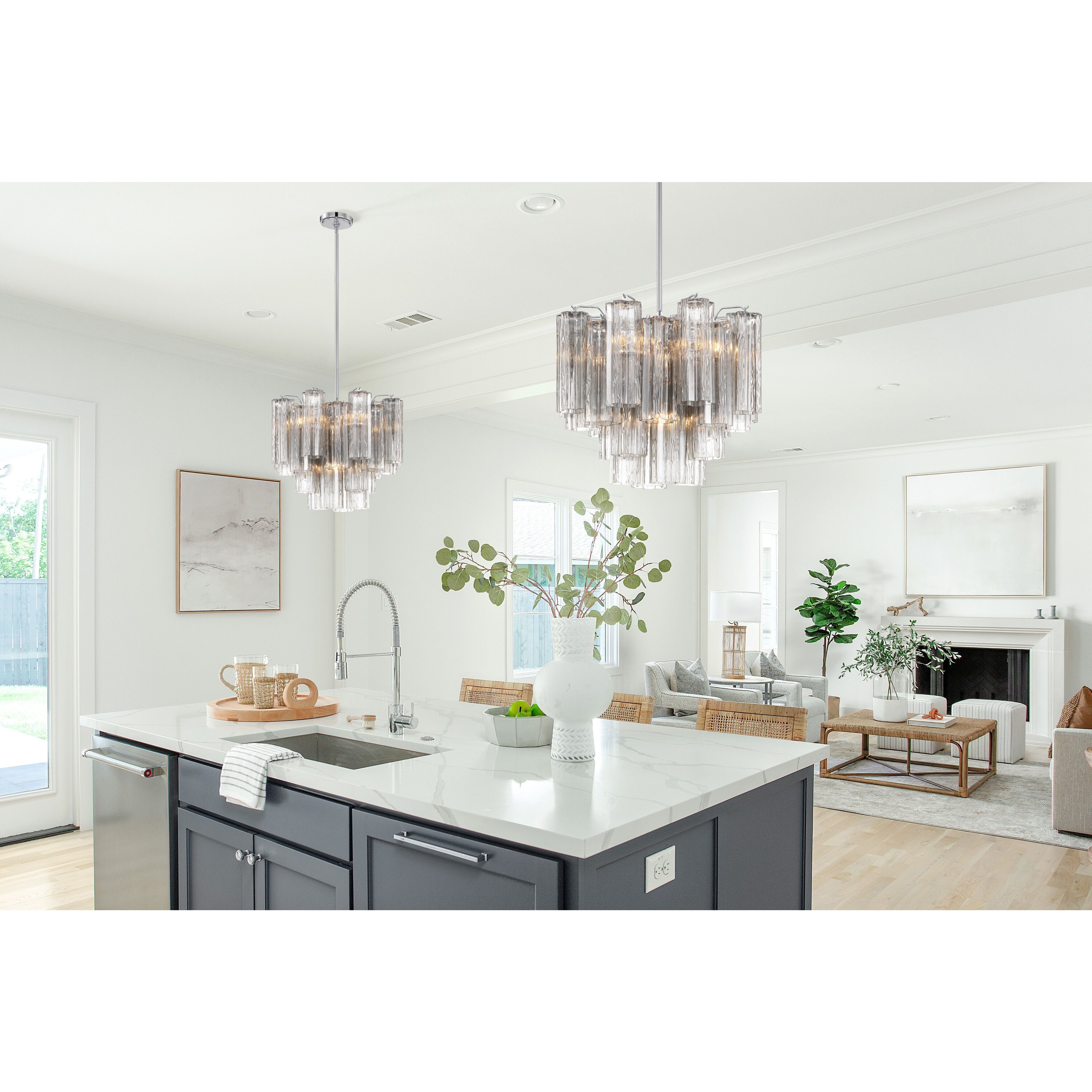 Addis 4 Light 17.75 inch Polished Chrome Mini Chandelier Ceiling Light in Smoke