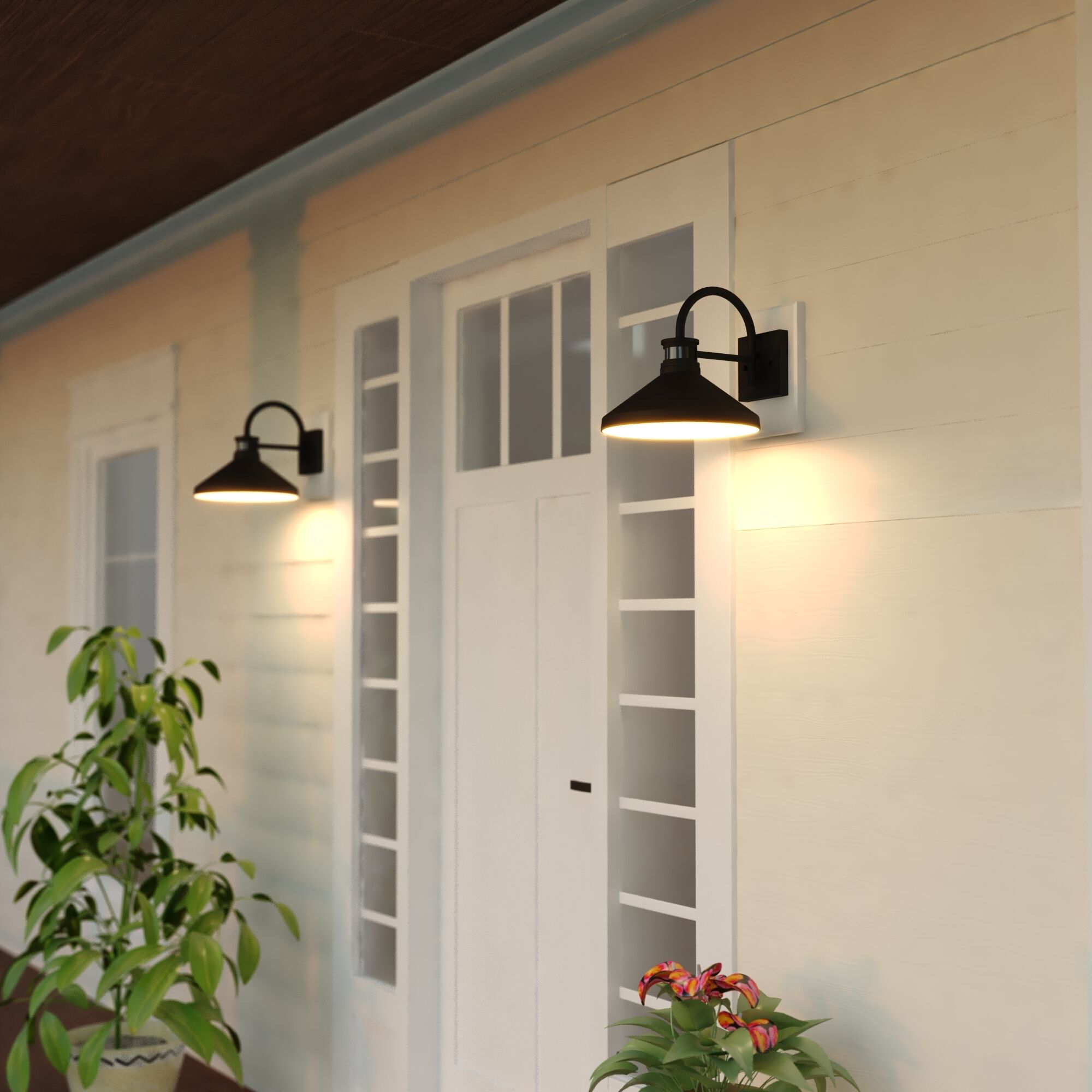 Highland Park 1 Light 10.75 inch Matte Black and White Outdoor Motion Sensor Wall Light