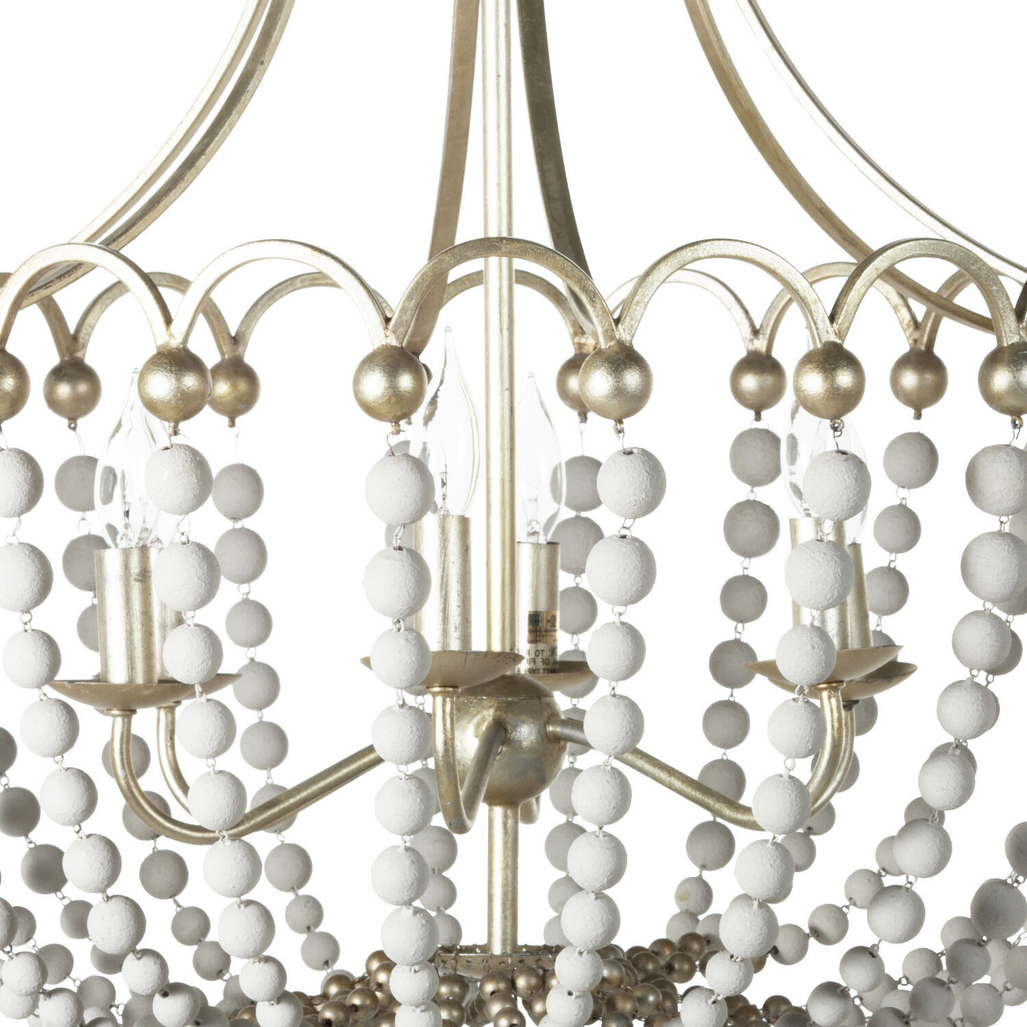 Peggy 6 Light 28.75 inch Champagne Silver / Dove White Chandelier Ceiling Light