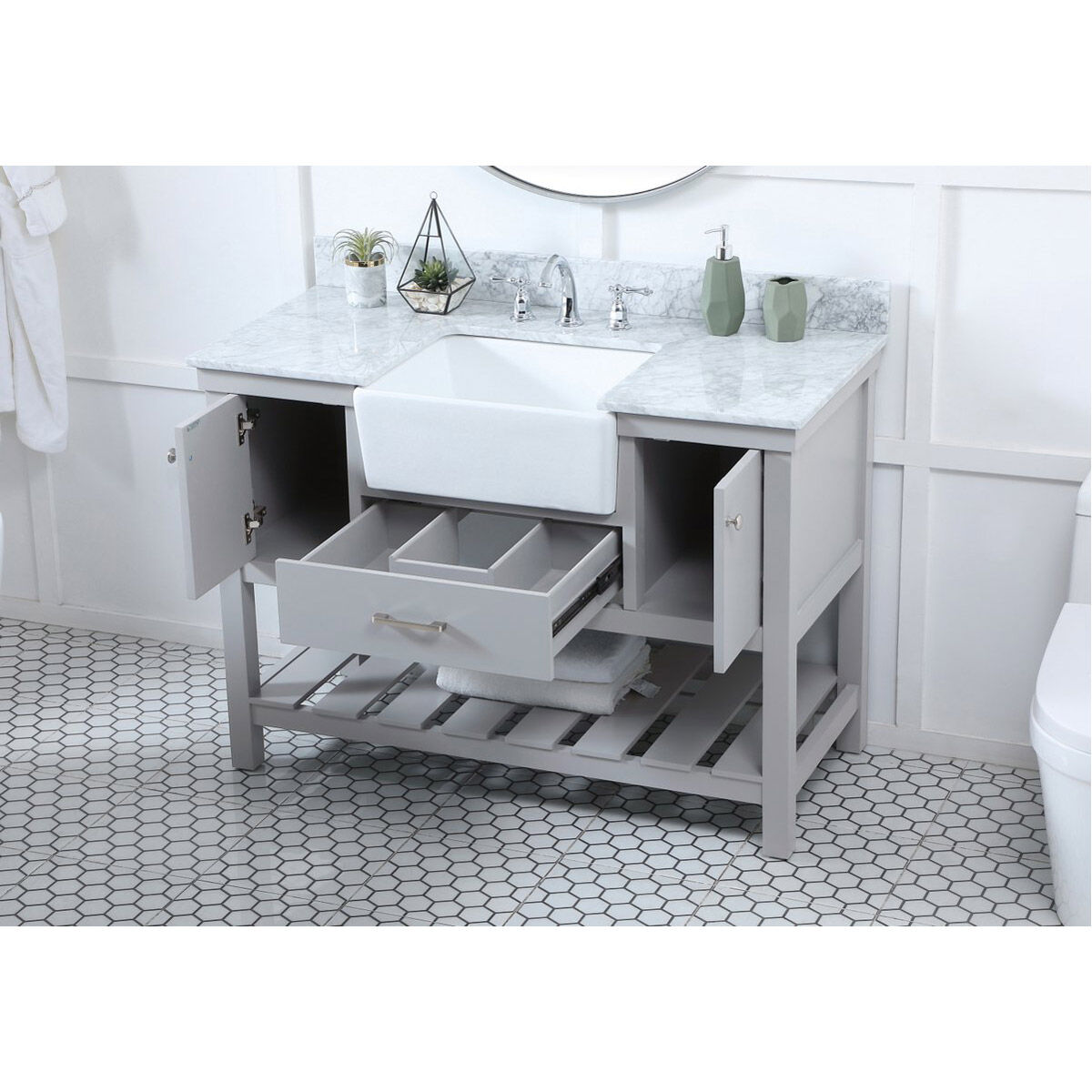 Clement 48 X 22 X 34.13 inch Grey Bathroom Vanity Cabinet