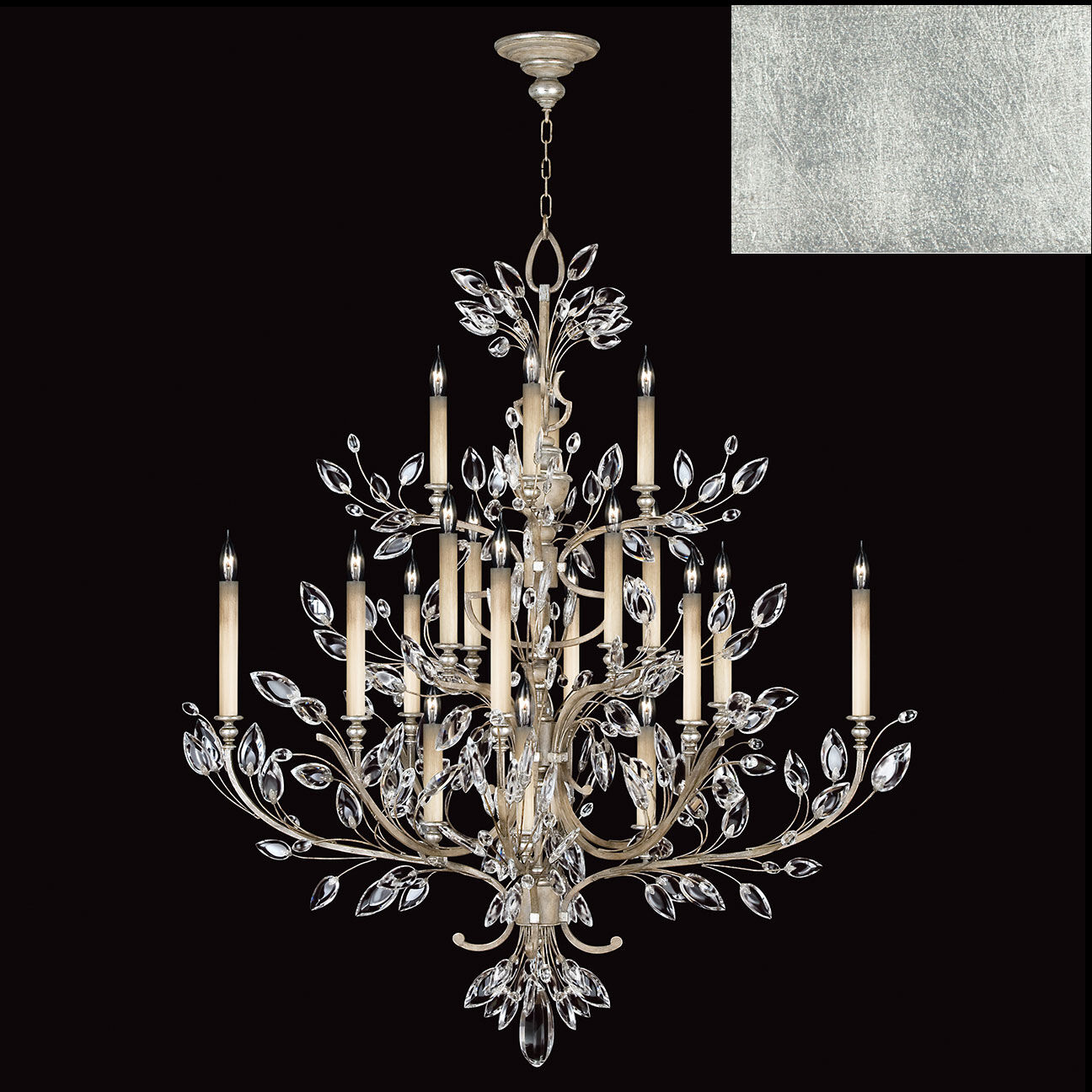 Crystal Laurel 20 Light 57 inch Silver Chandelier Ceiling Light