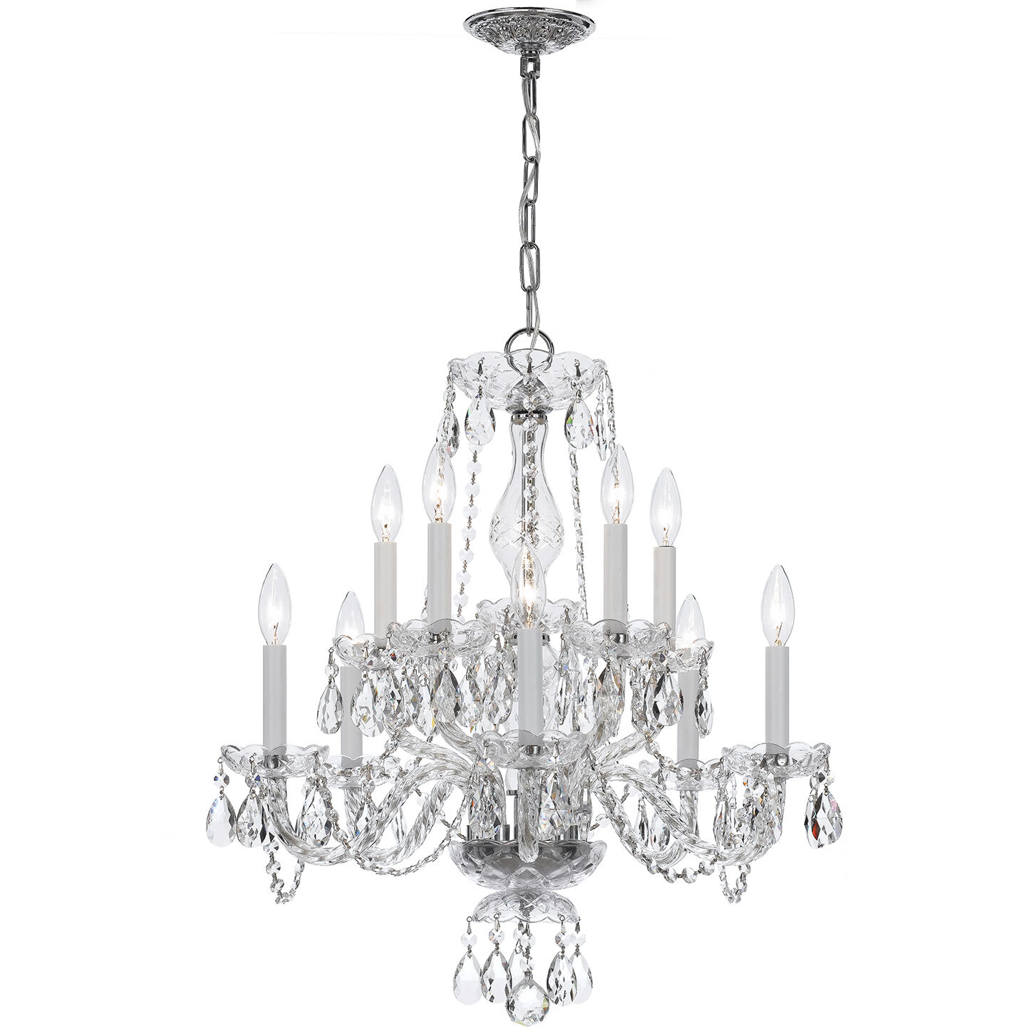Traditional Crystal 10 Light 23 inch Polished Chrome Chandelier Ceiling Light in Clear Hand Cut