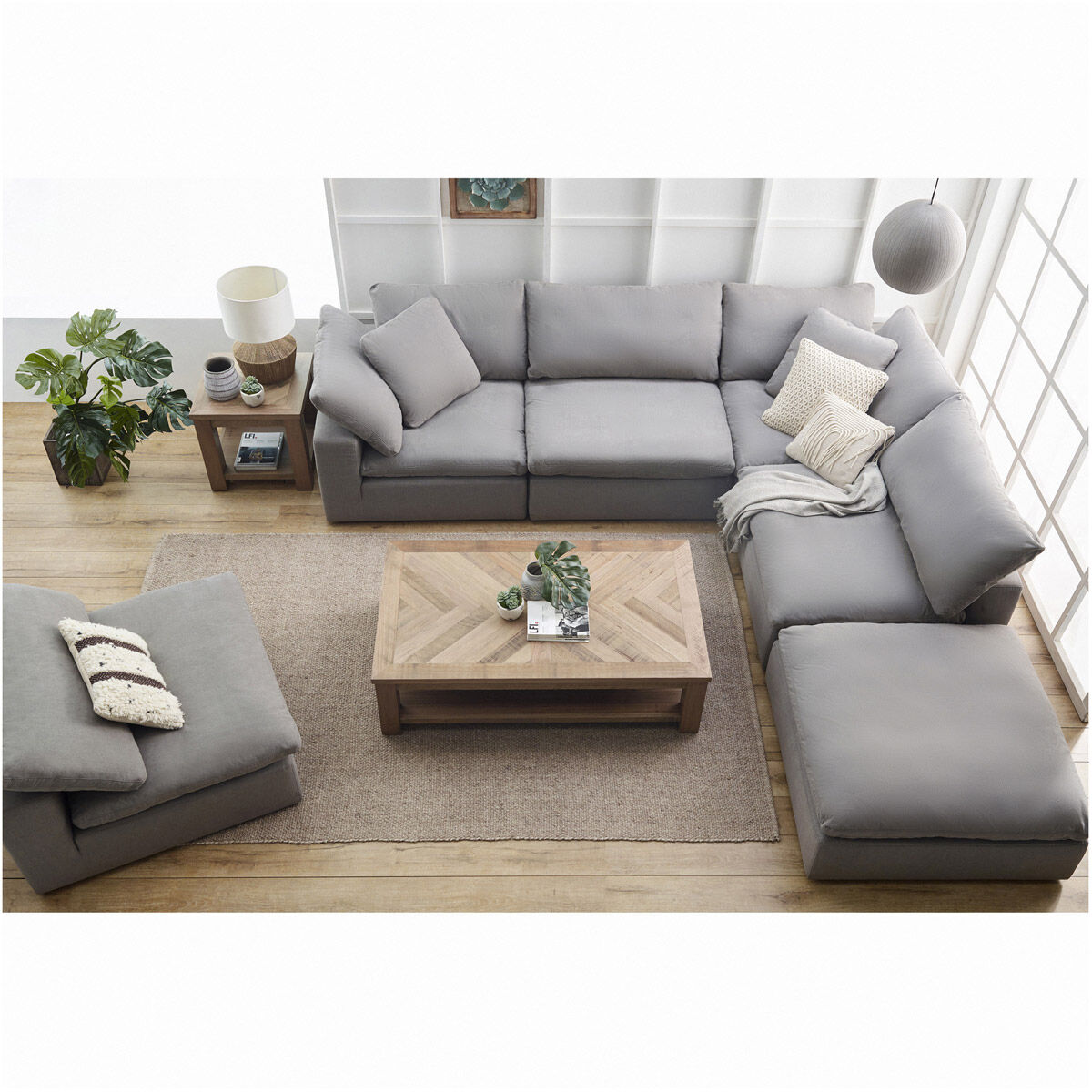 Clay Grey Modular Sectional, Livesmart Fabric