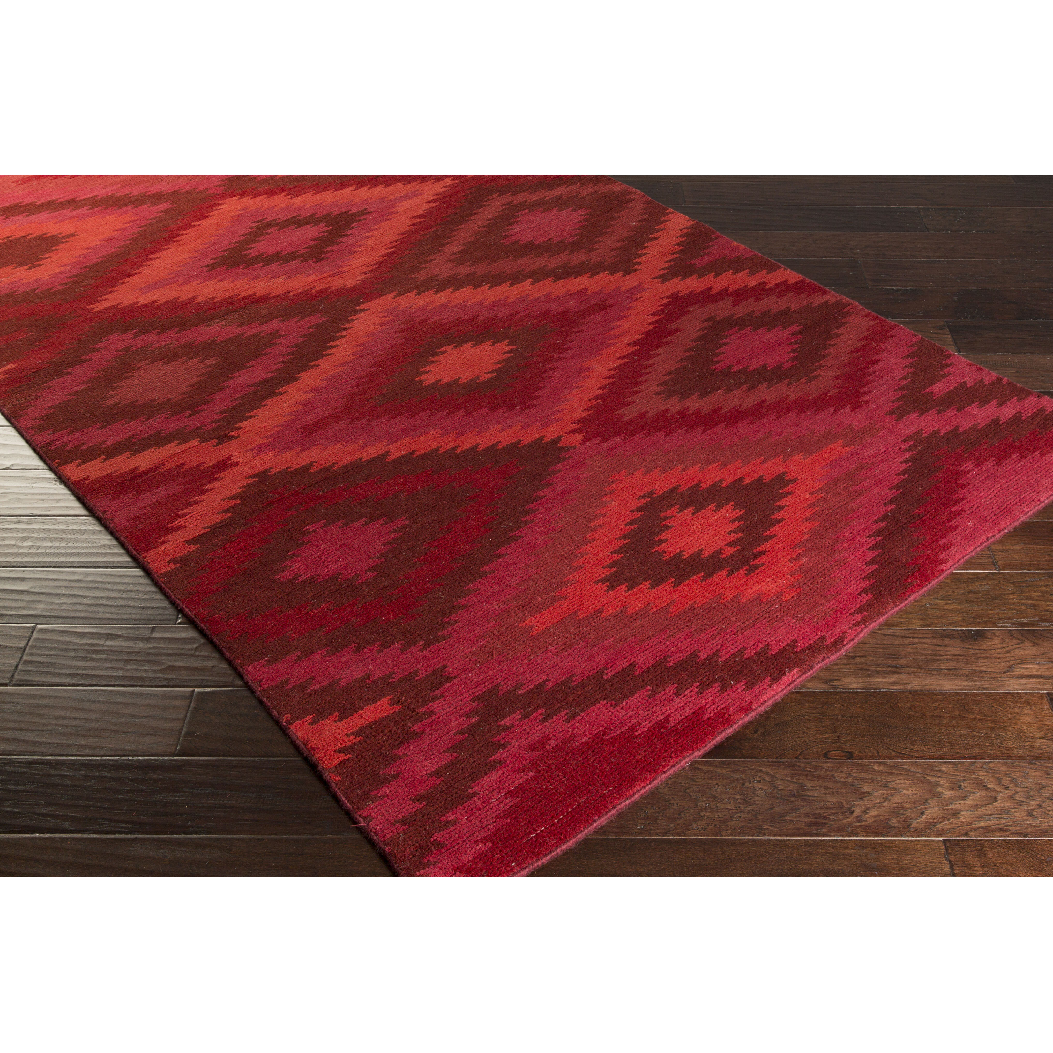 Mesa 36 X 24 inch Rust/Burgandy/Coral/Rose Handmade Rug